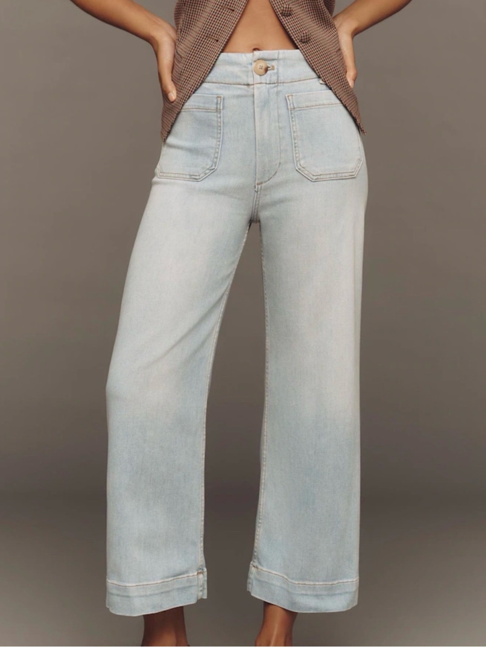 Anthropologie Maeve The Colette Light Denim Cropped Wide Leg Jeans Size 25